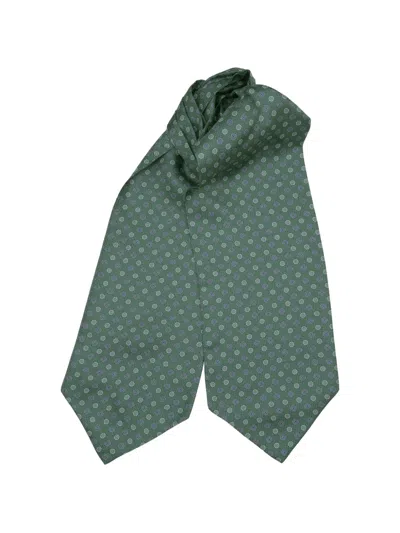 Elizabetta Nino Dot-print Silk Ascot Tie In Green