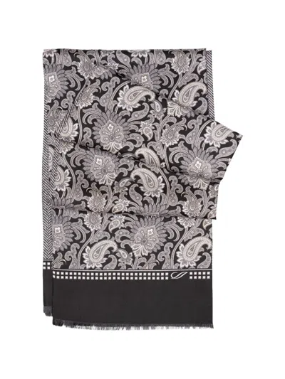 Elizabetta Pasquino Reversible Paisley Scarf In Black