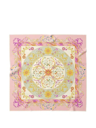 Elizabetta Paulina Filigree-print Silk Scarf In Pink