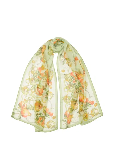 Elizabetta Persephone Pomegranate-print Scarf In Green