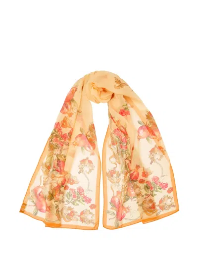 Elizabetta Persephone Pomegranate-print Scarf In Orange