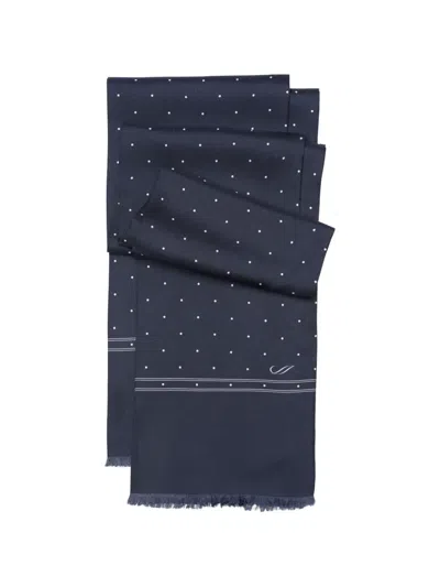 Elizabetta Polka-dot Silk Scarf In Blue