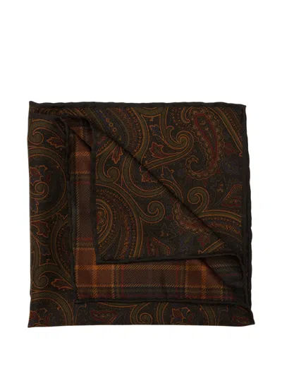 Elizabetta Positano Paisley Pocket Square In Brown