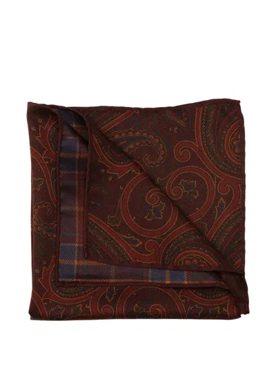 Elizabetta Positano Paisley-print Pocket Square In Brown