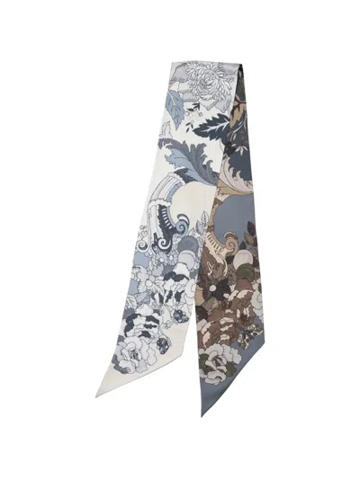 Elizabetta Raffaella Floral-print Silk Scarf In Blue