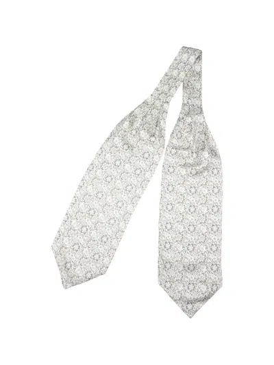 Elizabetta Salvadori Floral-print Silk Ascot Cravat In White