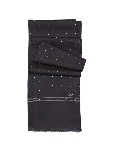 Elizabetta Savona Polka-dot Silk Scarf In Black