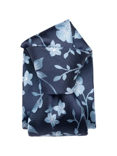 Elizabetta Silvio Floral-jacquard Tie In Blue
