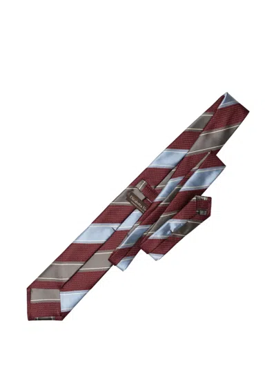 Elizabetta Striped Silk Tie In Red