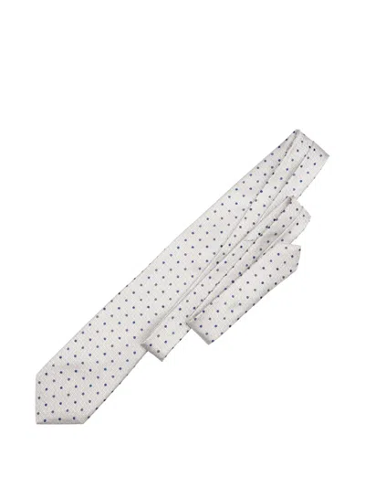 Elizabetta Tiburtina Polka-dot Chevron-jacquard Tie In White