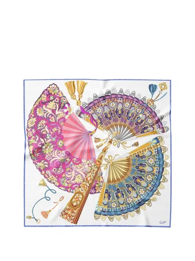 Elizabetta Venetian Fan Silk Scarf In Pink