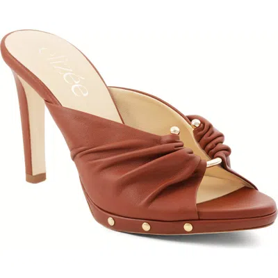 Elizee Elizée Carmina Mule Leather Platform Heel In Brown