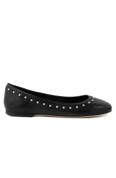 Elizee Elizée Gemma Flat Studded Leather Ballerina Flats In Black