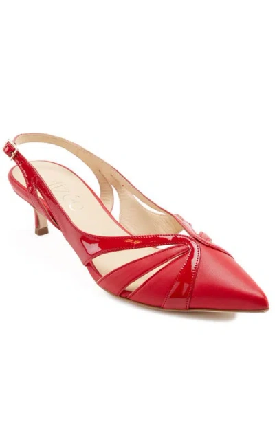 Elizee Elizée Portia Pump Leather Slingback Kitten Heels In Red