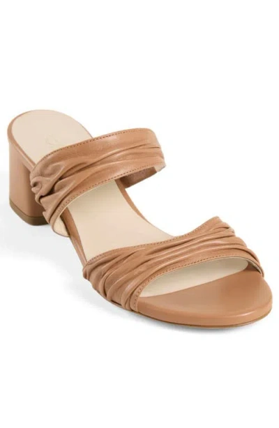 Elizee Elizée Sophia Sandal Leather Block Mid-heel Mules In Brown