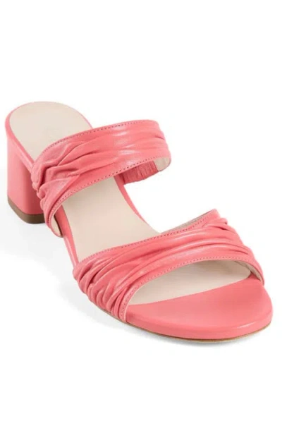 Elizee Elizée Sophia Sandal Leather Block Mid-heel Mules In Pink