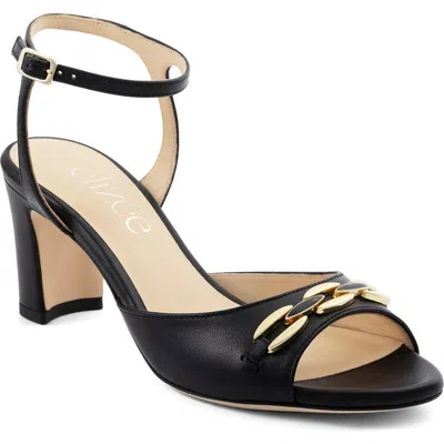 Elizee Elizée Tessa Sandal Leather Block Heel In Black