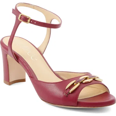 Elizee Elizée Tessa Sandal Leather Block Heel In Burgundy