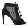 Elizee Women's Bella Mesh Suede Leather High Heel Bootie - Black In Black