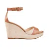 Elizee Women's Brown / Neutrals Brigitte Brown Shimmer Leather Platform Wedge Heels In Brown