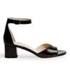ELIZEE WOMEN'S CHIARA LEATHER BLOCK HEEL SANDALS - BLACK