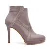 Elizee Women's Deia Nappa Python Leather High Heel Bootie - Grey, Taupe In Grey