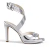 Elizee Women's Fiorella Mirrored Leather High Heel Sandal - Silver Metallic In Silver
