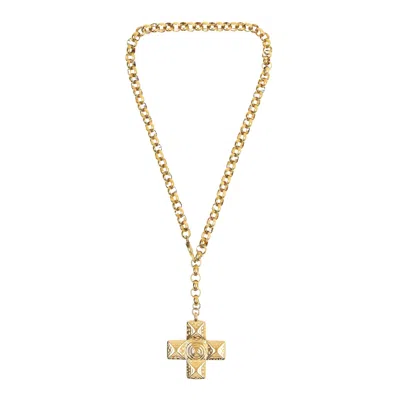 Eljae Women's Gold Kira Rolo Cross Necklace