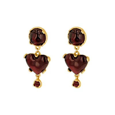 Eljae Women's Gold / Red Monaco Tassel Earrings In Burgundy
