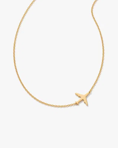 Elk & Bloom Women's 14k Gold Dainty Aeroplane Pendant Necklace
