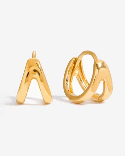 Elk & Bloom Women's 14k Gold Double Wave Huggie Hoops