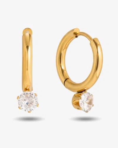Elk & Bloom Women's 14k Gold Gemstone Droplet Huggie Hoops