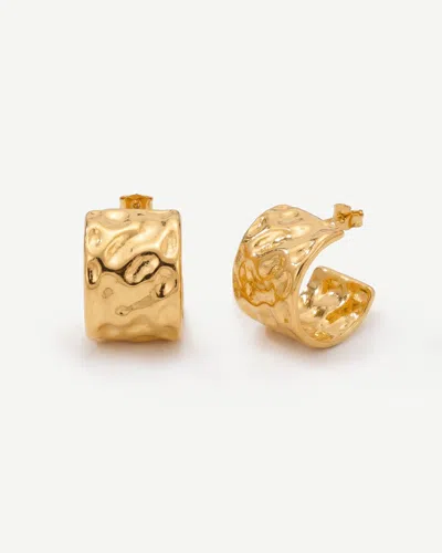 Elk & Bloom Women's 14k Gold Hammered Flattie Hoops