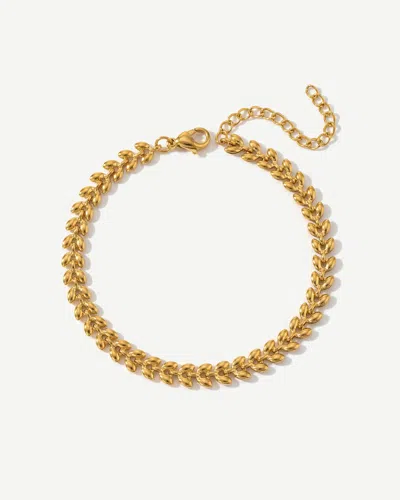 Elk & Bloom Women's 14k Gold Leaf Chain Bracelet