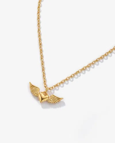 Elk & Bloom Women's 14k Gold Winged Heart Pendant Necklace