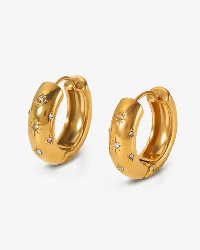 Elk & Bloom Women's Chubby 14k Gold Gemstone Huggie Hoops