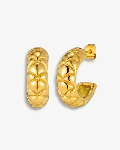 Elk & Bloom Women's Chunky 14k Gold Engraved Huggie Hoops