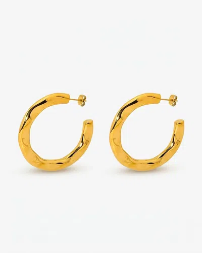 Elk & Bloom Women's Chunky 14k Gold Hammered Hoops