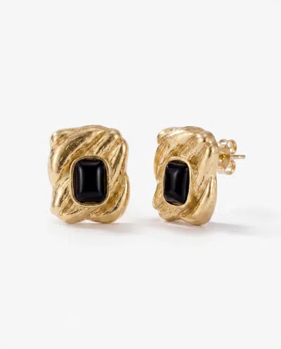 Elk & Bloom Women's Chunky 14k Gold Molten Wave Stud Earrings