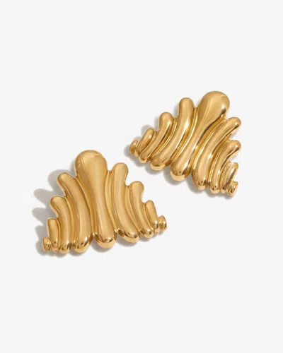 Elk & Bloom Women's Chunky 14k Gold Molten Wave Studs In Blue
