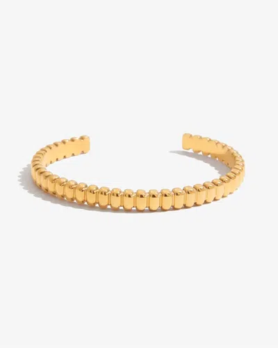 Elk & Bloom Women's Chunky Beaded Ribbed Band 14k Gold Bangle