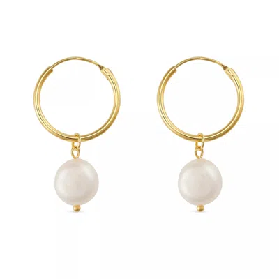 Elk & Bloom Women's Chunky Gold Freshwater Pearl Hoops