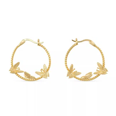 Elk & Bloom Women's Chunky Oval Gold Butterfly Hoops