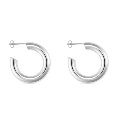Elk & Bloom Women's Chunky Sterling Silver Hoop Earrings