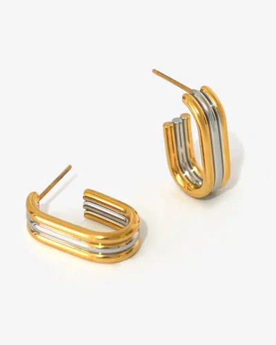 Elk & Bloom Women's Chunky Two-tone Gold Ringed Hoops