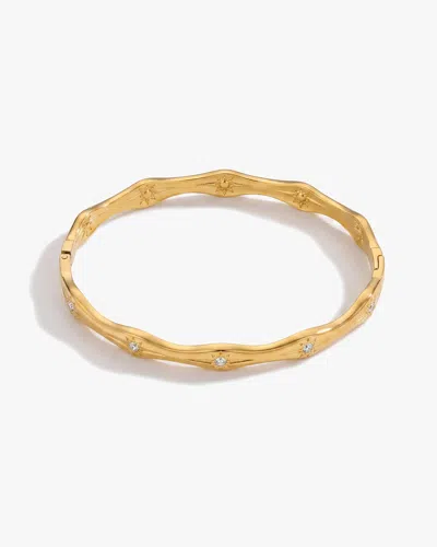 Elk & Bloom Women's Chunky Wave Solitaire 14k Gold Bangle