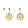 Elk & Bloom Women's Gold Plated Silver Coin Stud Earrings In Gold