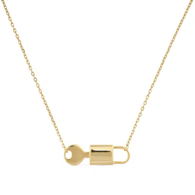Elk & Bloom Women's Gold Plated Silver Lock & Key Necklace