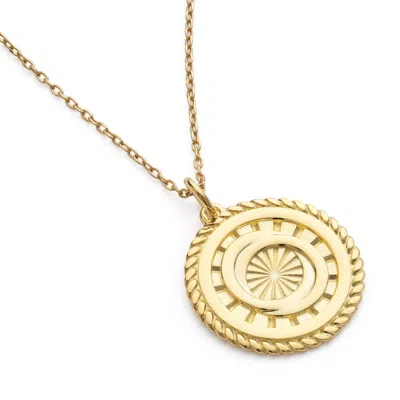 Elk & Bloom Women's Gold Sunburst Interlocking Circles Medallion Necklace