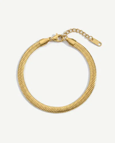 Elk & Bloom Women's Herringbone Flat Chain 14k Gold Link Bracelet